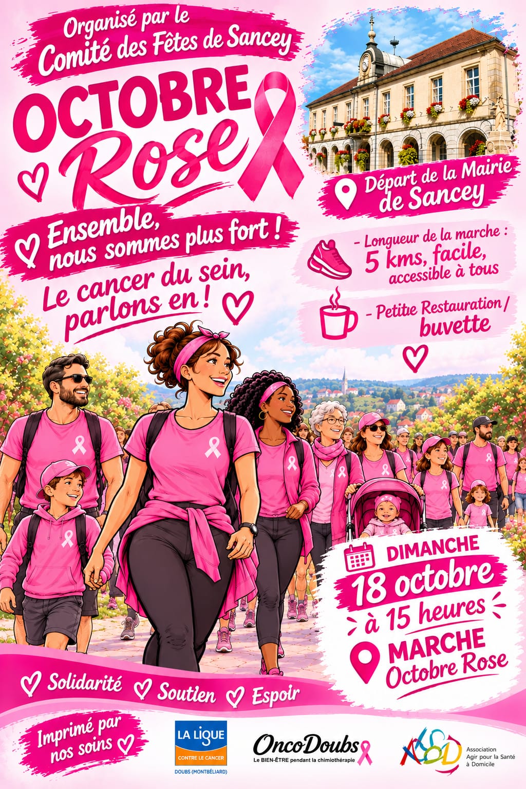 Marche pour Octobre Rose à Sancey