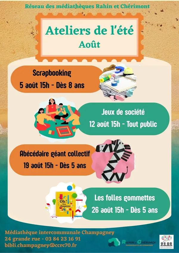 Animation médiathèque - "Ateliers de l'été août"
