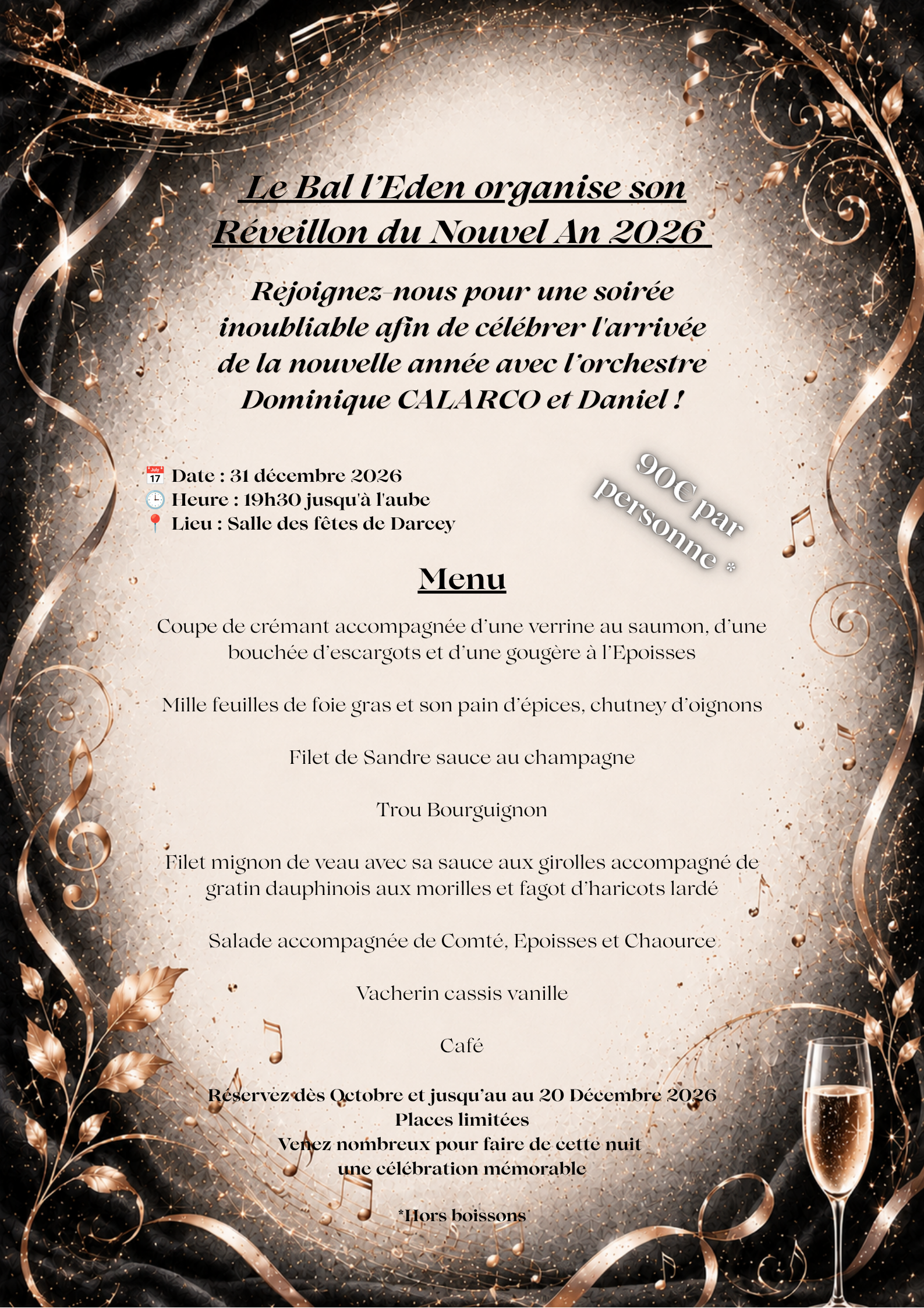 Soirée repas réveillon du nouvel an