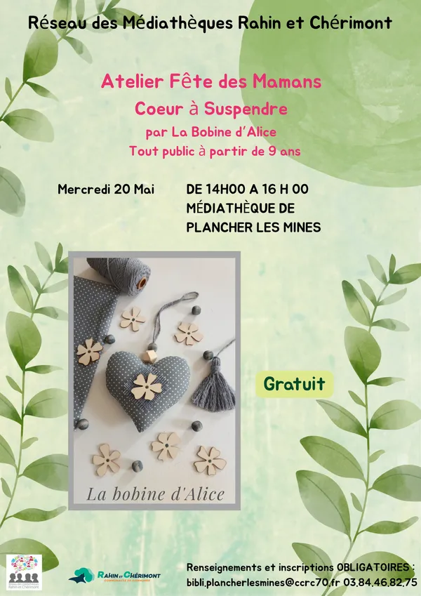 Atelier spécial fête des mamans " Coeur à suspendre"