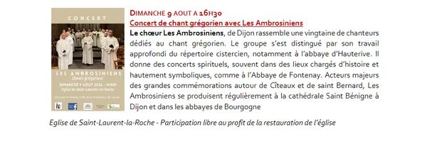 Concert de chant grégorien avec Les Ambrosiniens