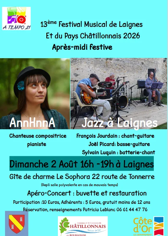 13ème Festival Musical - Chanteuse/compositrice suivi d'un Apéro- Jazz à Laignes