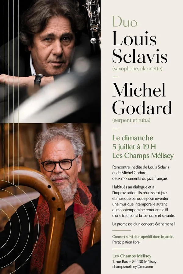 Concert jazz - Duo Louis Sclavis et Michel Godard