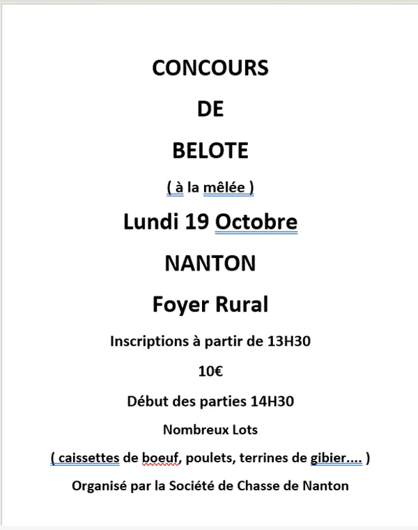 Concours de belote (à la mêlée)