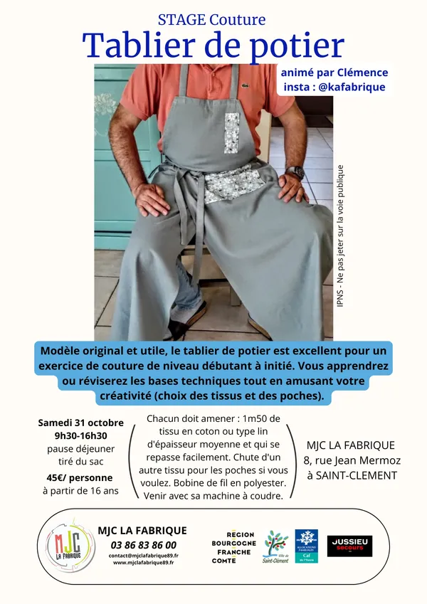 Stage de couture - Tablier de potier