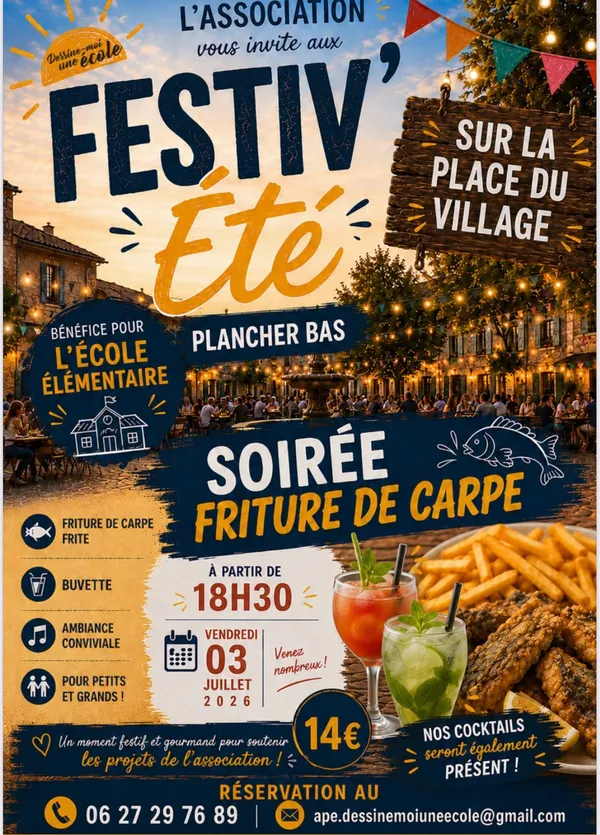 Festiv'été à Plancher-Bas - Soirée friture de carpe et cocktails.