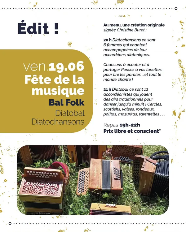 Fête de la musique avec la Carte par Carte Blanche &  Diatobal et Diatochansons