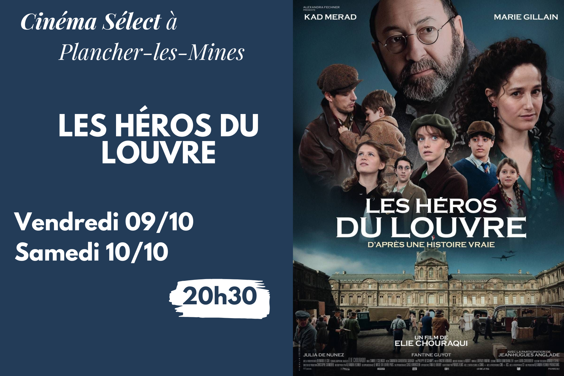 Film "LES HÉROS DU LOUVRE" au Cinéma SELECT à PLANCHER-les-MINES