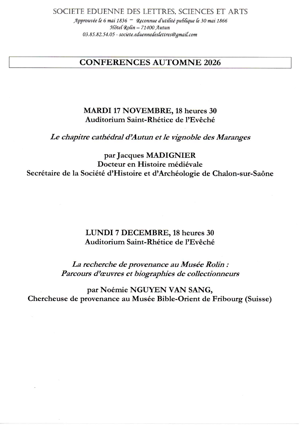 La recherche de provenance au Musée Rolin: Parcours d'œuvres et biographies de collections.