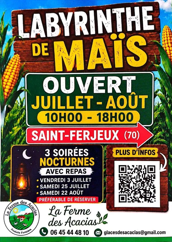 Labyrinthe de maïs en nocturne avec repas