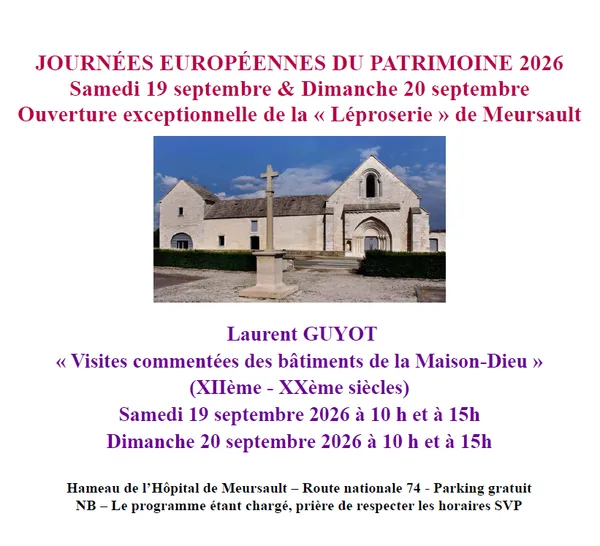 Journées du Patrimoine - conférences à la Léproserie de Meursault