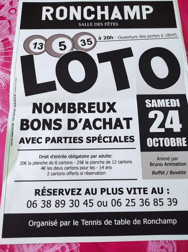 LOTO du Tennis de Table Ronchampois