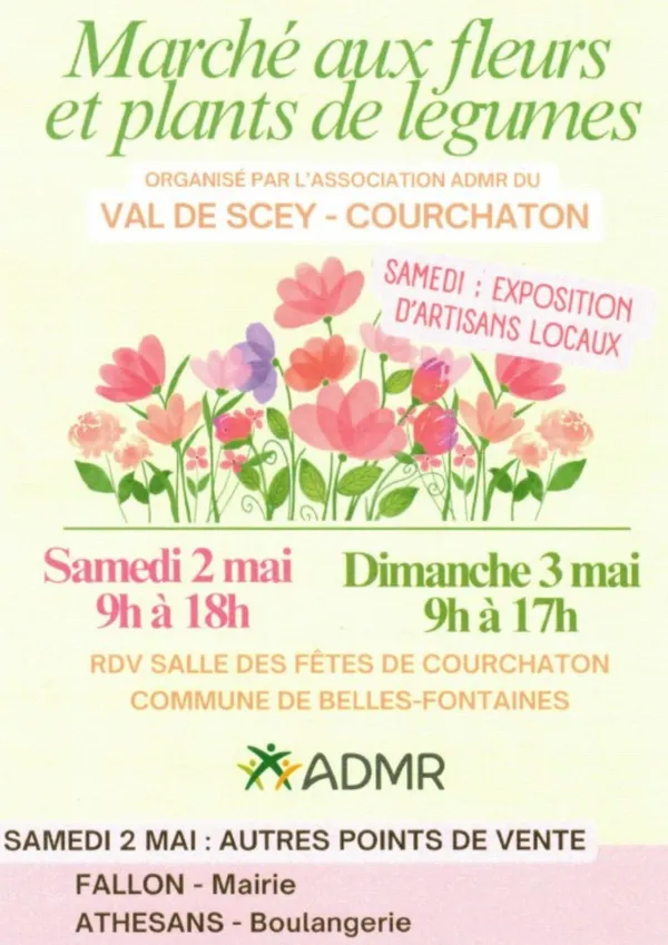 Marché aux fleurs et plants de légumes