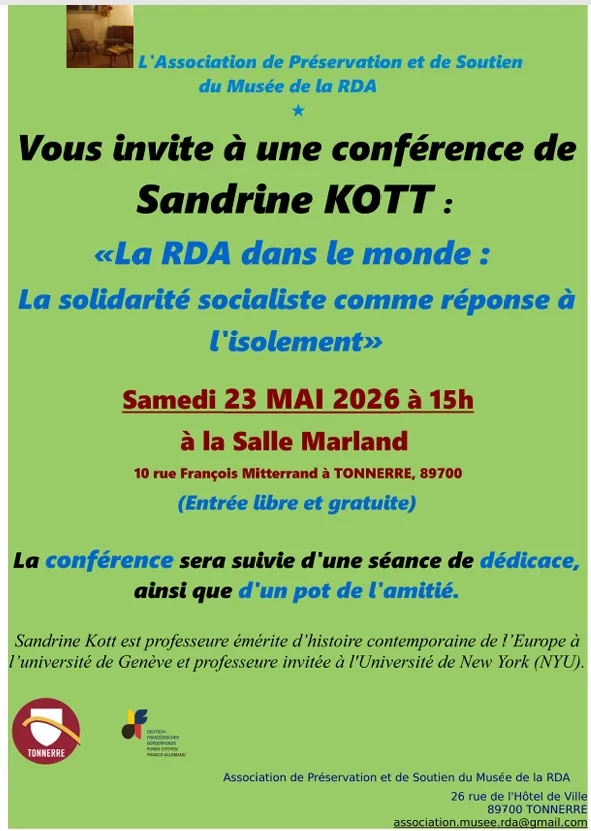 Conférence "La RDA dans le monde : la solidarité socialiste comme réponse à l'isolement"