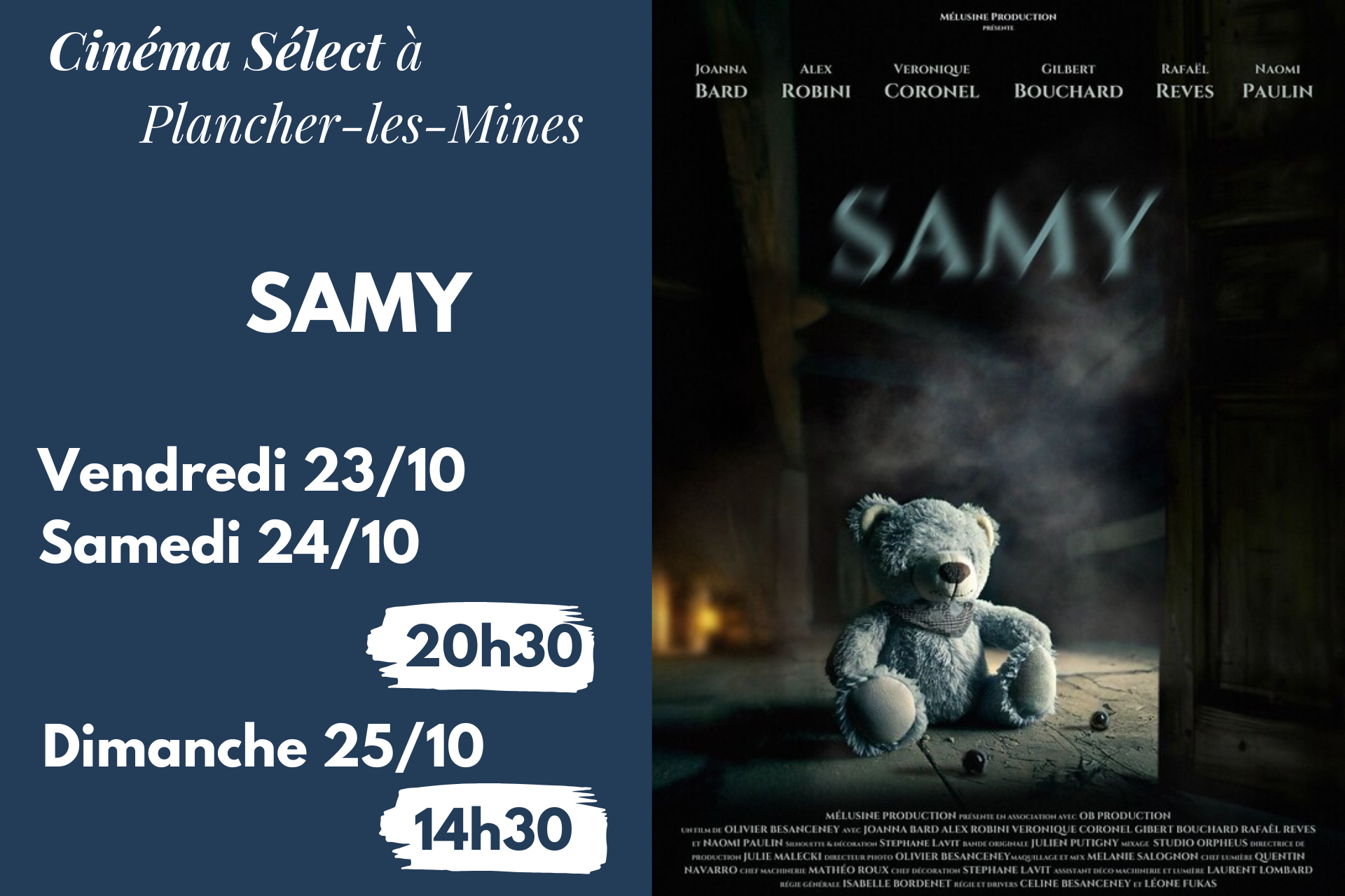 Film "SAMY" au CINEMA SELECT à PLANCHER-les-MINES
