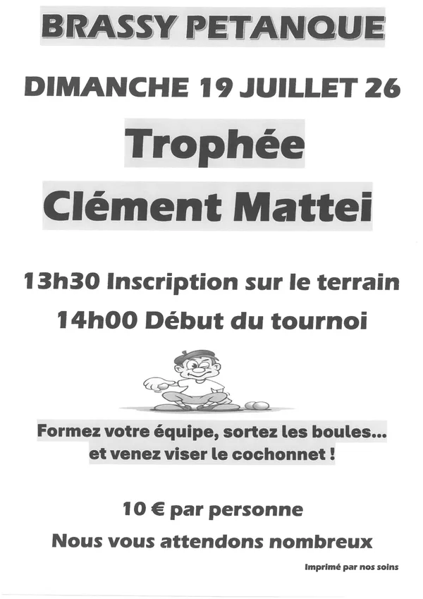 Concours pétanque : Trophée Clément