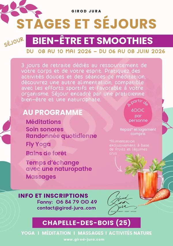 Stages et séjours : bien-être et smoothies