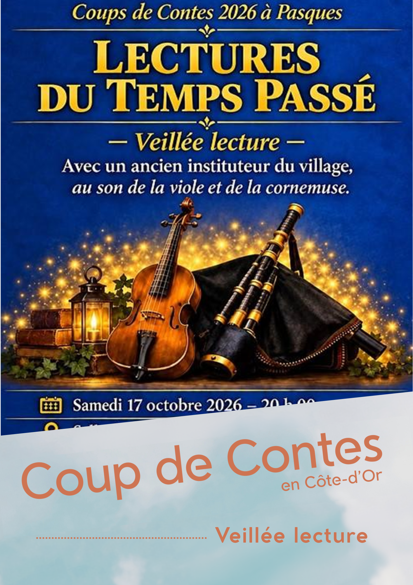 Veillée lectures et musique, avec un ancien instituteur du village