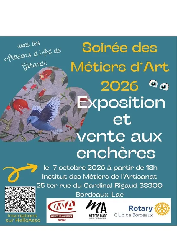 Soirée des Métiers d'Art 2026 — Exposition et vente aux enchères d'artisans girondins