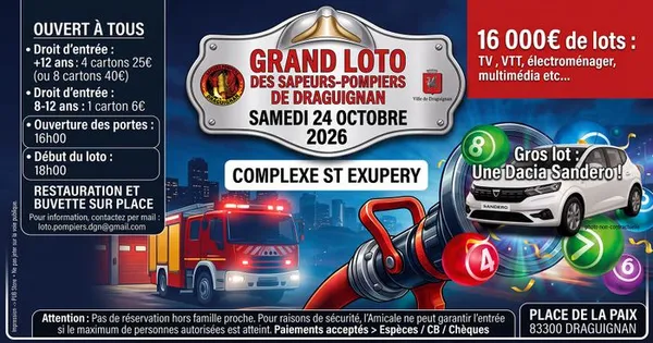 Grand loto des sapeurs pompiers de Draguignan