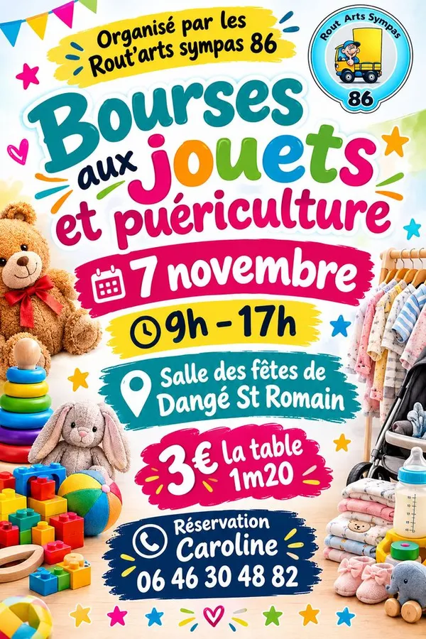 BOURSE AUX JOUETS ET PUÉRICULTURE - LE 07/11 - ROUT'ARTS SYMPAS 86