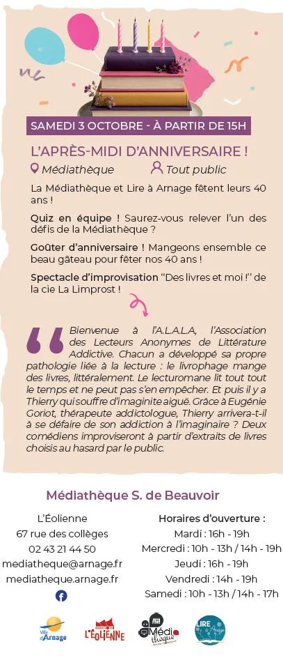 40 ans - Spectacle d'impro « Des Livres et moi » de la cie La Limprost