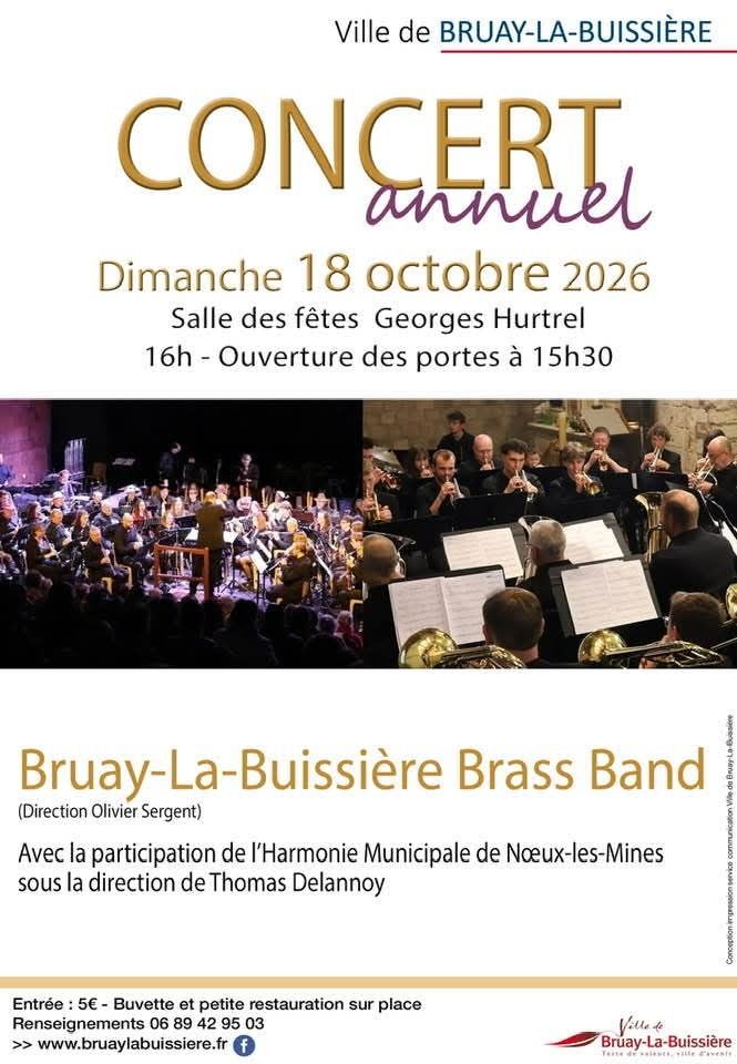 Concert annuel du Bruay-la-Buissière Brass Band, avec l'harmonie municipale de Noeux-les-Mines.