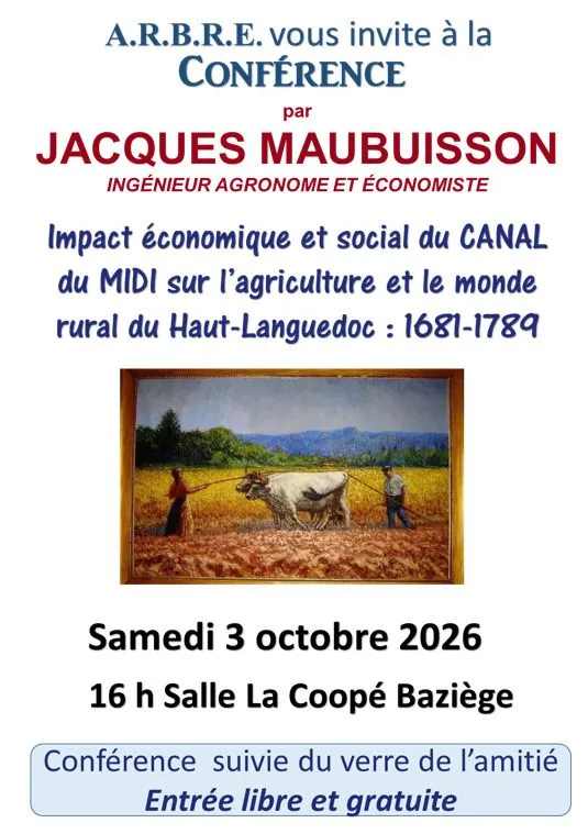Impact économique et social du CANAL du MIDI sur l’agriculture et le monde rural du Haut-Languedoc 1681-1789, par Jacques Maubuisson.