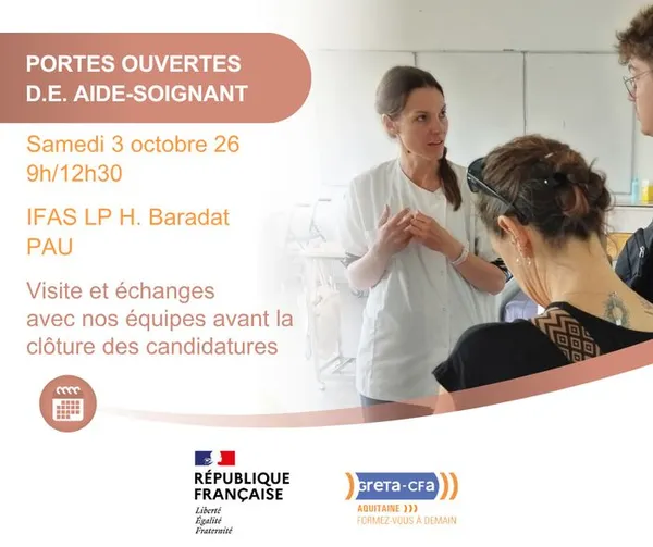 Matinée portes ouvertes : formation aide-soignant à Pau