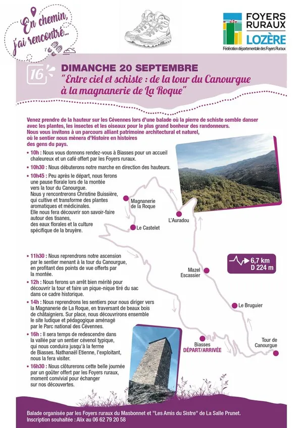 Balade 16 : Entre ciel et schiste : de la tour du Canourgue à la magnanerie de La Roque