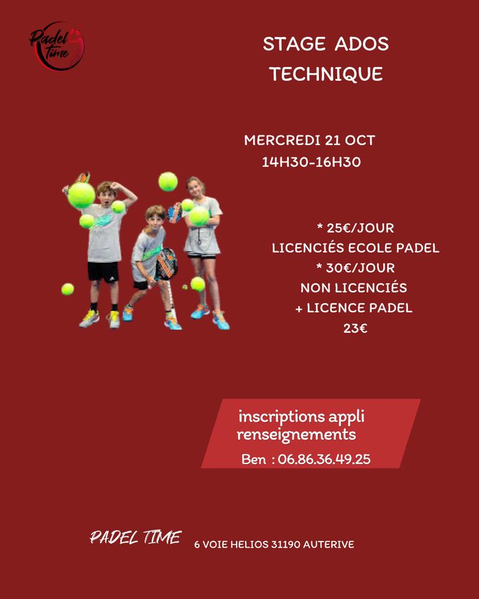 Stage Ados Technique - Padel Time