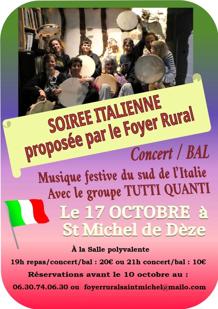 Concert Bal Italie du sud avec Tutti Quanti à St Michel de Dèze