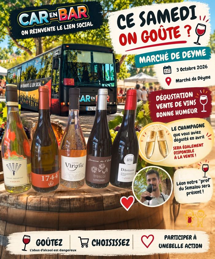 CAR en BAR au marché de Deyme – Dégustation & vente de vins