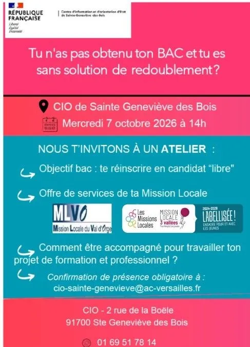 Tu n’as pas obtenu ton BAC et tu es sans solution de redoublement ?