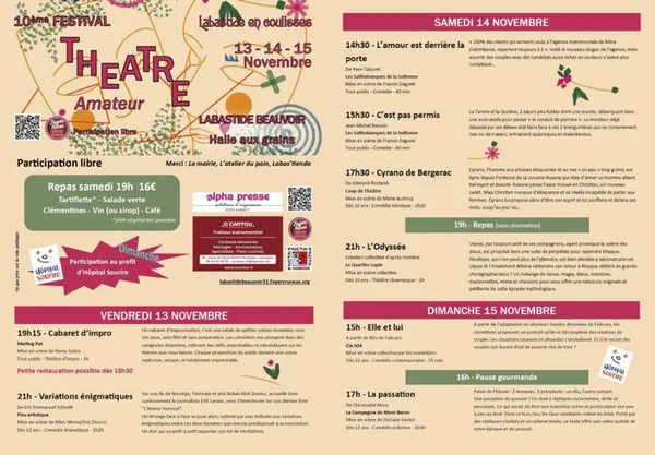 Festival de théâtre amateur Labastide-Beauvoir 13, 14, 15 novembre