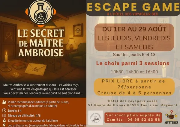 ESCAPE GAME à Tours Sur Meymont
