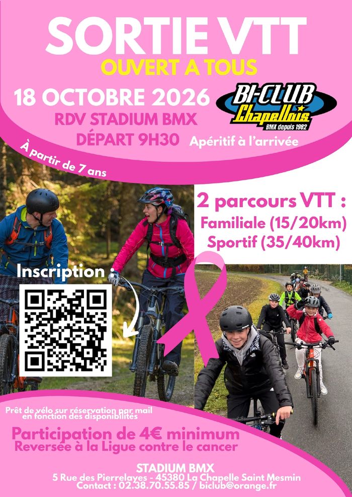 sortie VTT ouverte à tous, au profit d'Octobre Rose