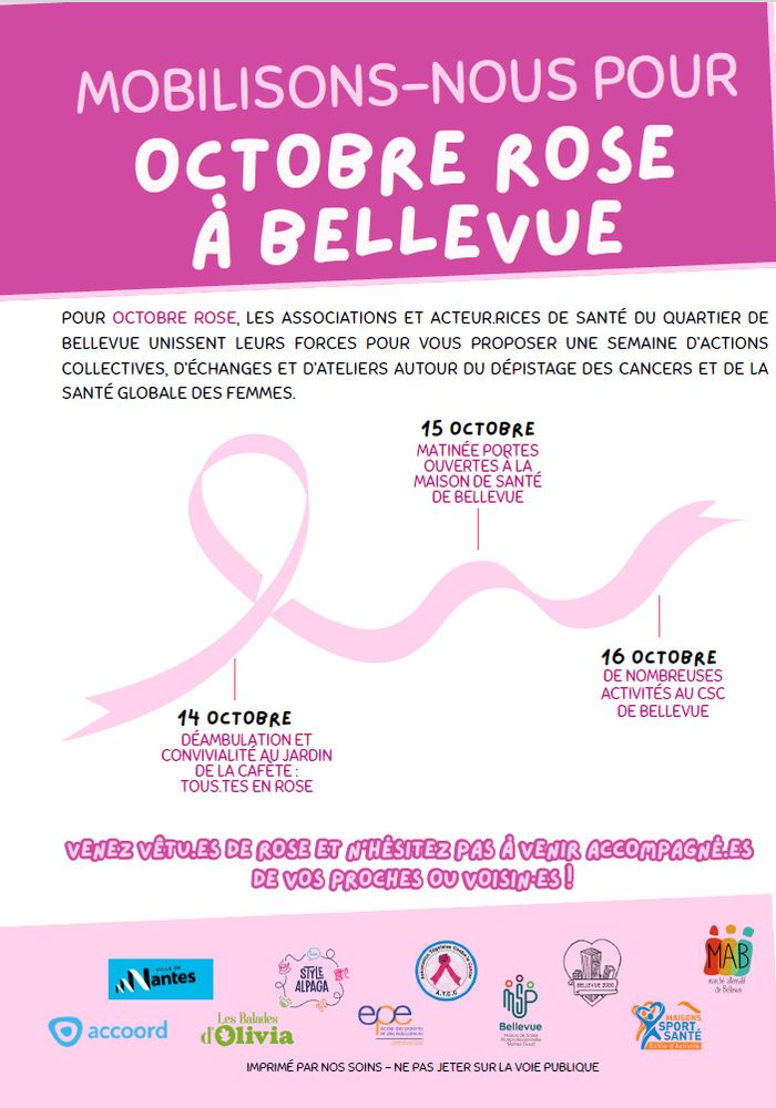 Octobre rose à Bellevue : 3 jours d'actions, échanges et ateliers