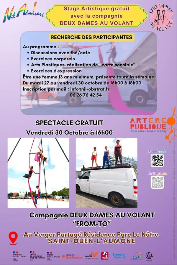 Stage artistique gratuit avec la Compagnie "DEUX DAMES AU VOLANT"