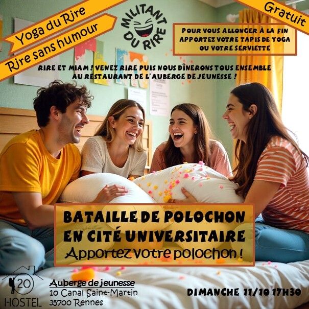 Yoga du Rire et bataille de polochon