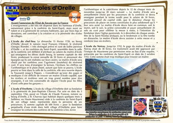 Les écoles d'Orelle autrefois