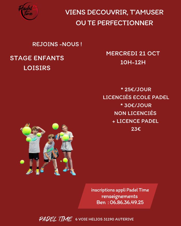 Stage enfants loisirs - Padel Time
