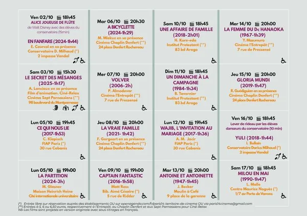 Programme du 9è festival de Paris 14 Territoire de cinéma