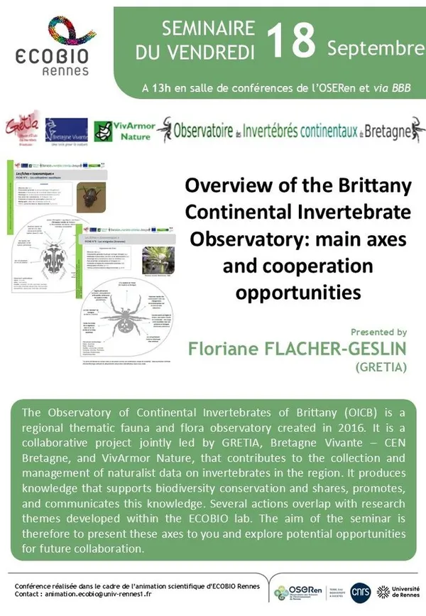 Overview of the Brittany continental invertebrate observatory