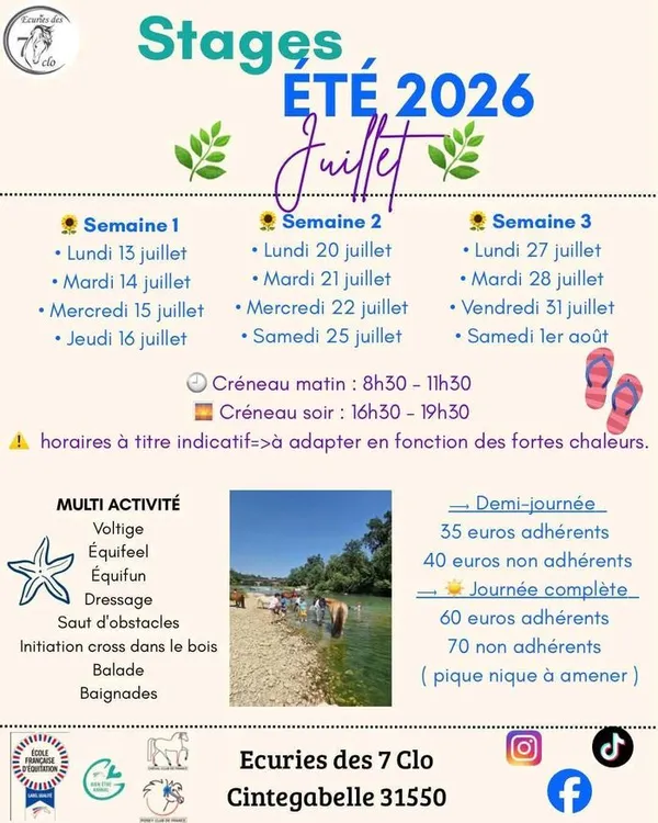 Ecurie des 7 clo : Stages d'été et balades à cheval