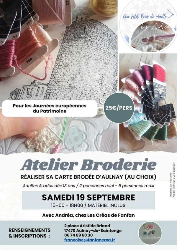 Atelier d'initiation : brodez le patrimoine ! De la photographie à l'ouvrage d'art, du regard au geste.