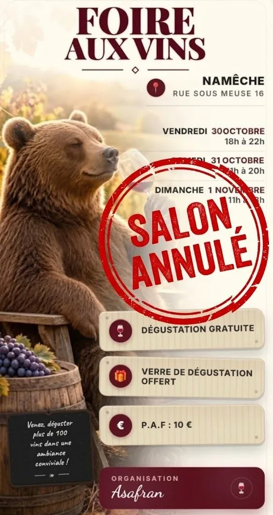 SALON ANNULE -- Foire aux vins de Namêche