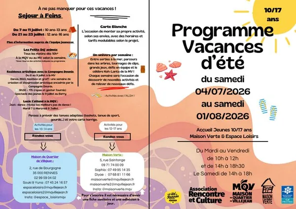 Programme vacances jeunesse