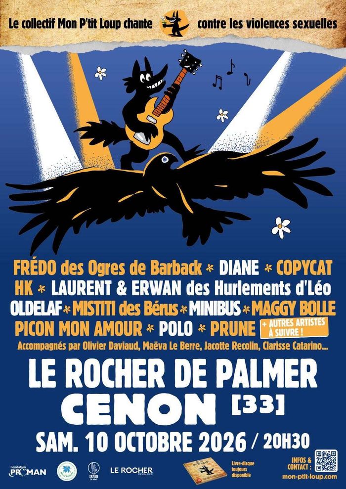 10 octobre 2026 - concert solidaire avec le collectif MON PTIT LOUP à Cenon (33)