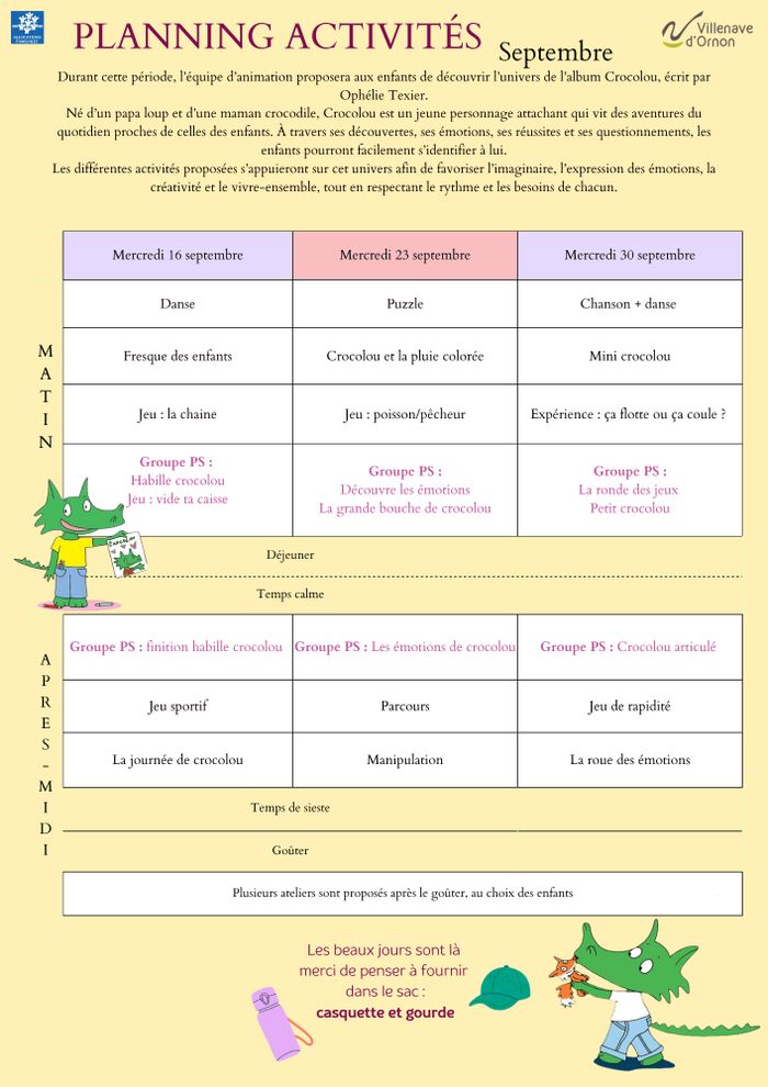 Programme Septembre
